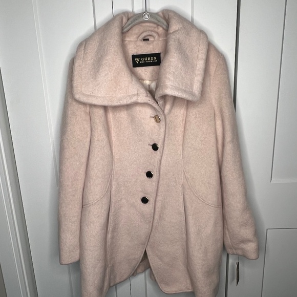 Guess LA Los Angeles Blush Wool Blend Pea Coat NWT Women’s Size XL - Picture 1 of 10